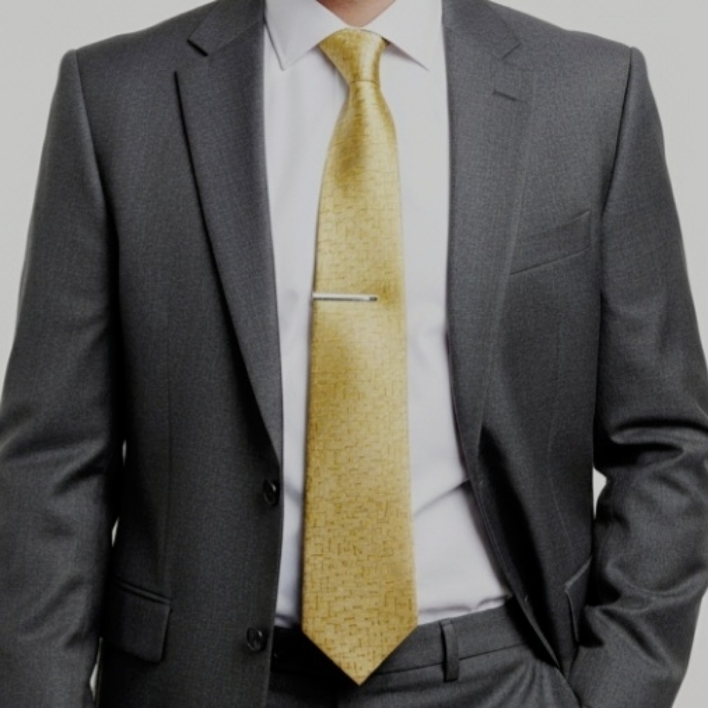 Perry Ellis Silk Gold/Yellow Patterned Men's Tie